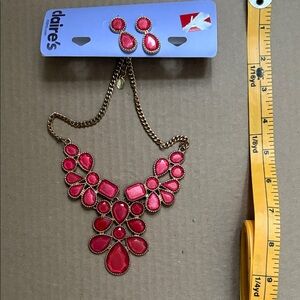 Pink Statement Necklace and Earring Set